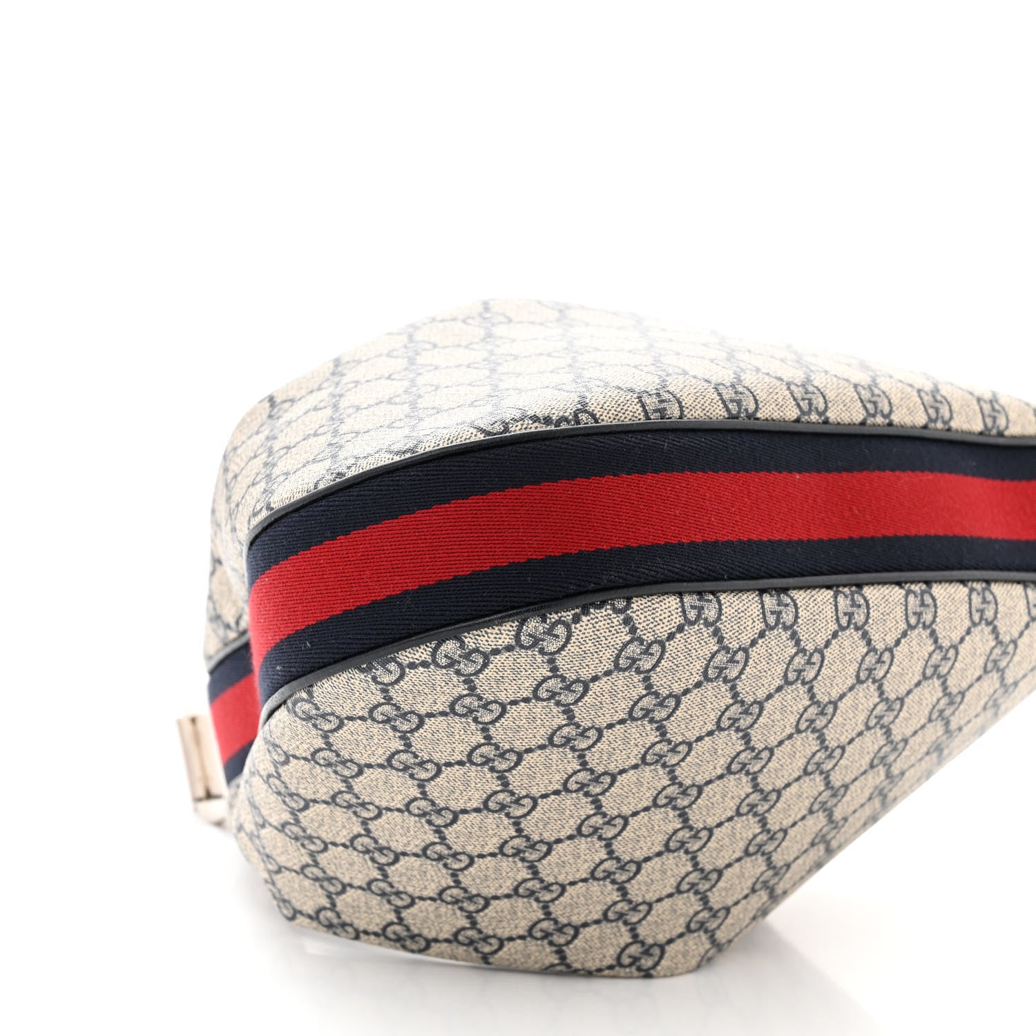 Gucci GG Supreme Monogram Textured Calfskin Web Large Attache Shoulder Bag Beige Blue 9 of 11