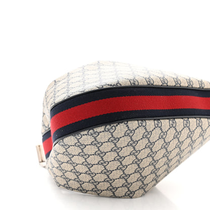 Gucci GG Supreme Monogram Textured Calfskin Web Large Attache Shoulder Bag Beige Blue 9 of 11