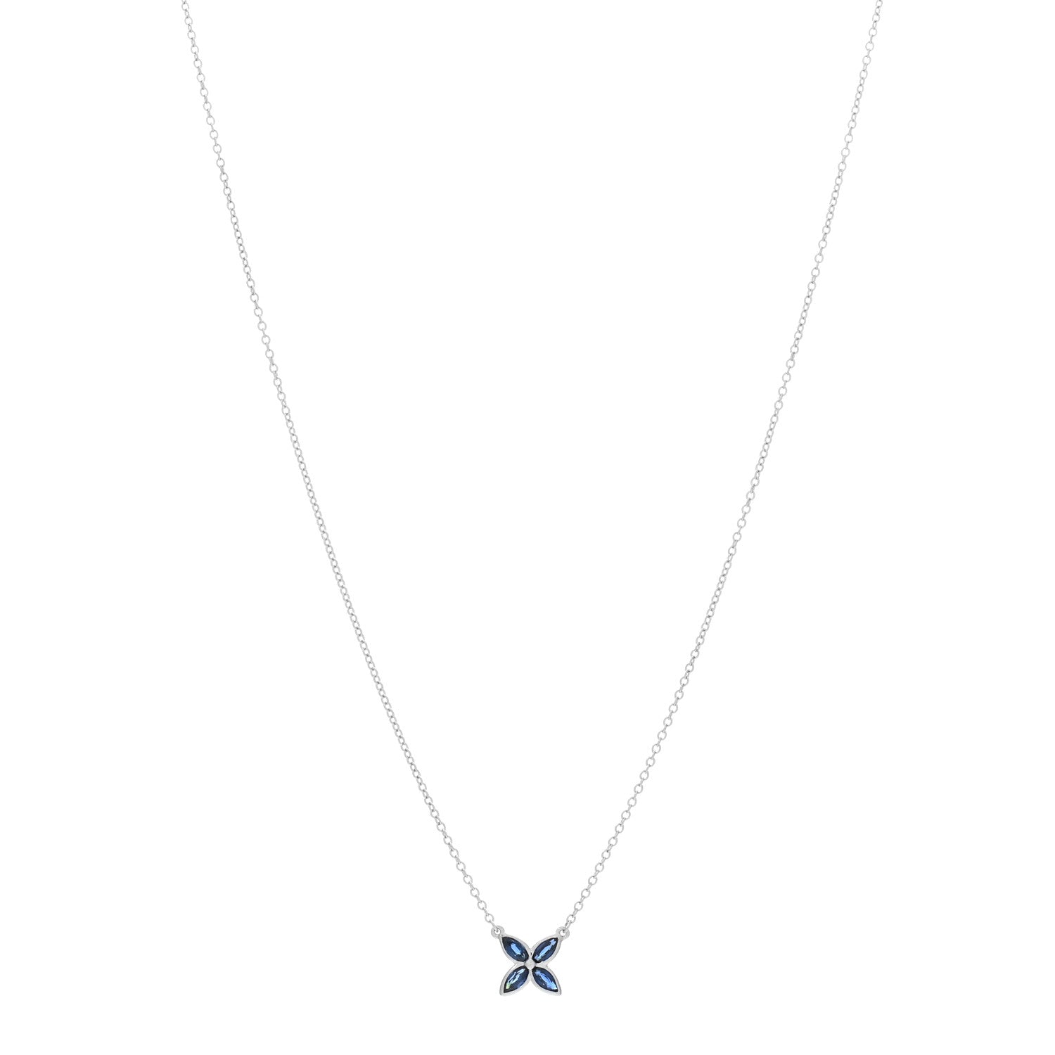 Tiffany Platinum Blue Sapphire Small Victoria Necklace 1 of 4