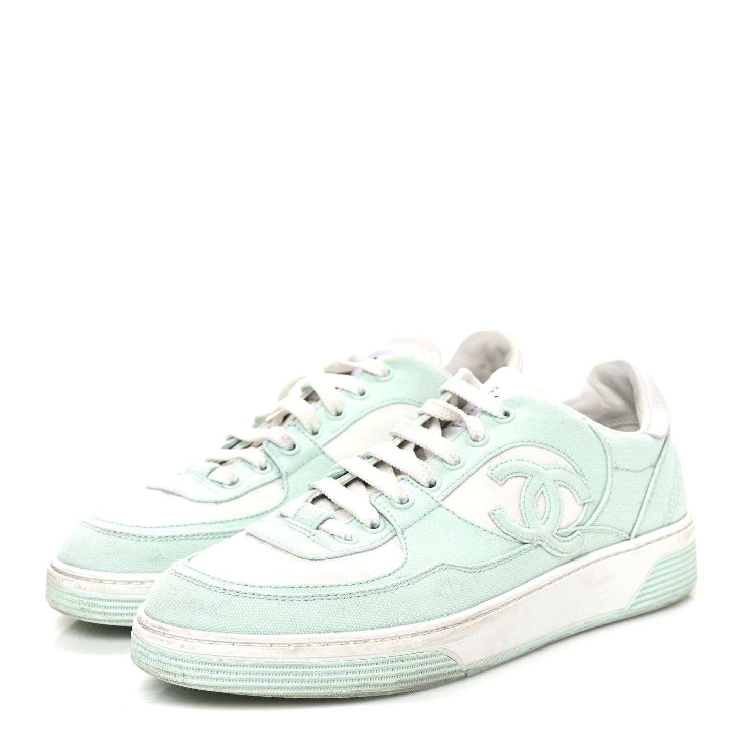 Cotton Sneakers 39 Light Turquoise White