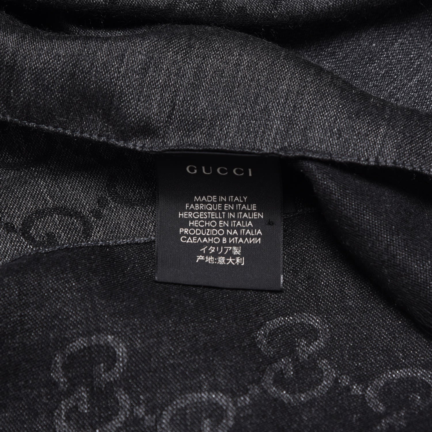 Gucci Wool Silk GG Monogram GGNat Scarf Anthracite 4 of 4