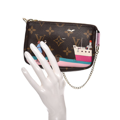 Louis Vuitton Monogram 2016 Christmas Animation Mini Pochette Accessories Rose Ballerine 2 of 8