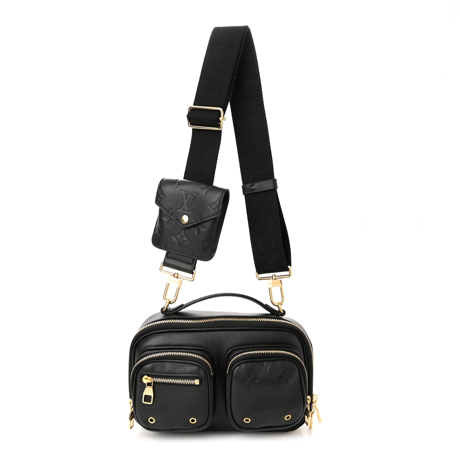 Louis Vuitton Calfskin Monogram Embossed Utility Crossbody Black 1 of 9