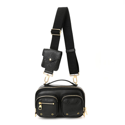 Louis Vuitton Calfskin Monogram Embossed Utility Crossbody Black 1 of 9