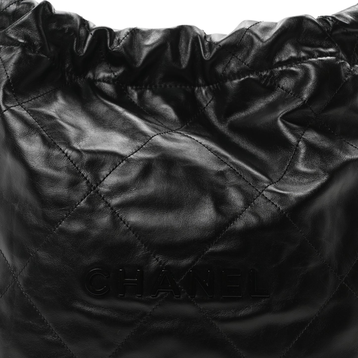 Shiny Calfskin Quilted Small Chanel 22 So Black