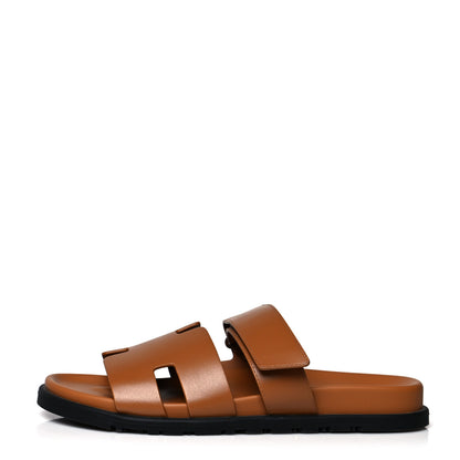 Hermes Calfskin Mens Chypre Sandals 42 Gold 1 of 9
