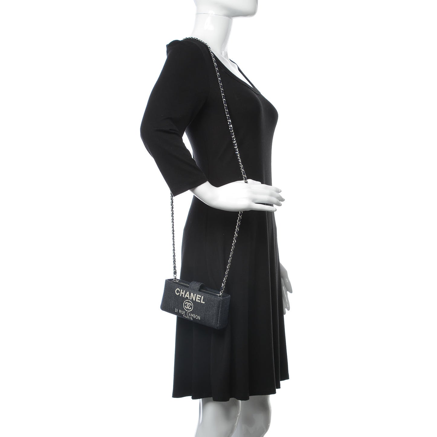 Canvas Deauville Phone Holder Crossbody Dark Blue
