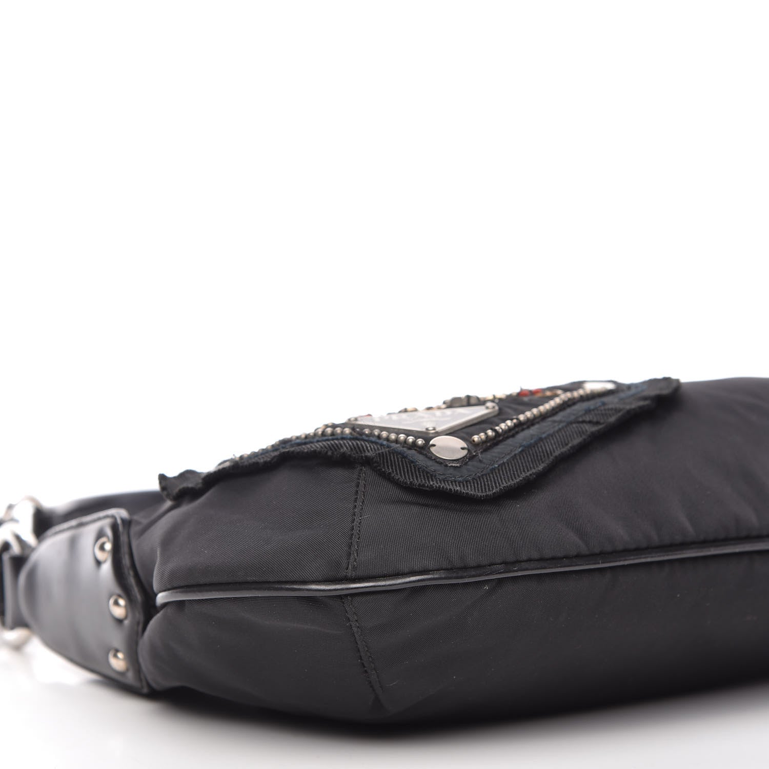 Prada Tessuto Nylon Vela Robot Triangle Hobo Black 6 of 10