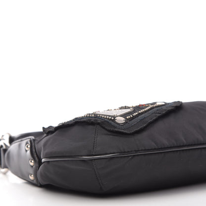 Prada Tessuto Nylon Vela Robot Triangle Hobo Black 6 of 10