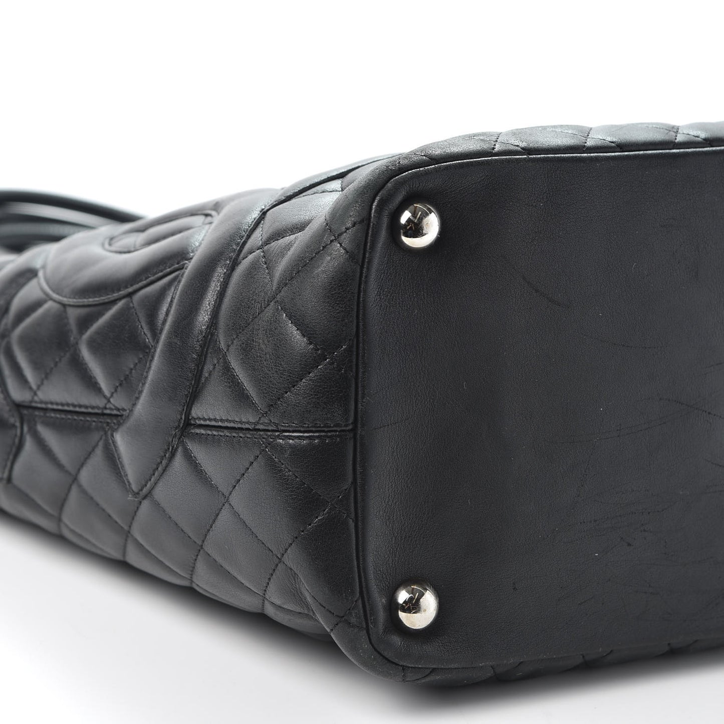 Calfskin Quilted Large Cambon Tote Black