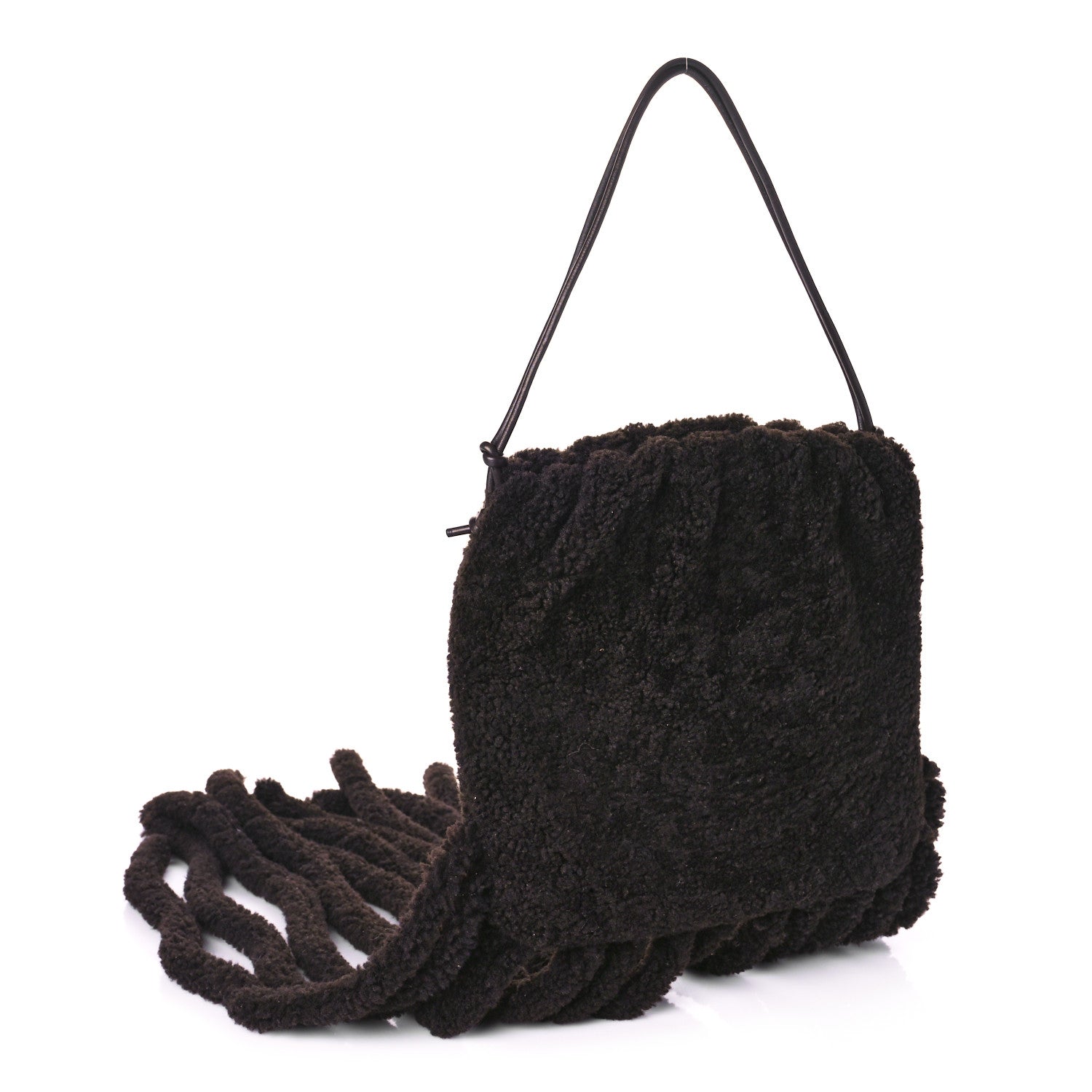 Bottega Veneta Curly Shearling The Fringe Pouch Shoulder Bag Fondant 2 of 9