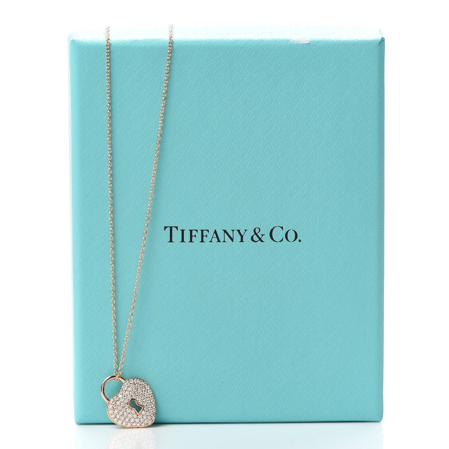 Tiffany 18K Rose Gold Diamond Heart Lock Pendant Necklace 6 of 6