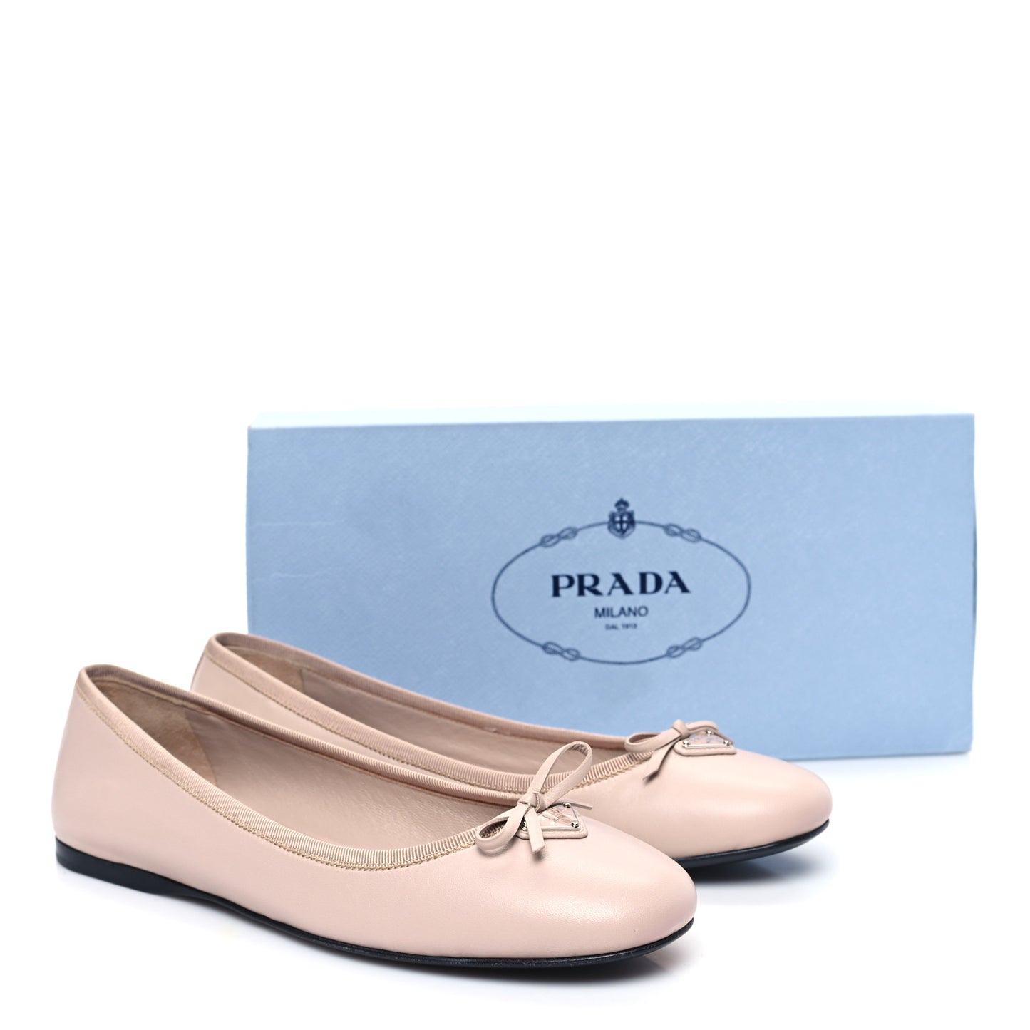 Lambskin Bow Ballerina Flats 39.5 Nude