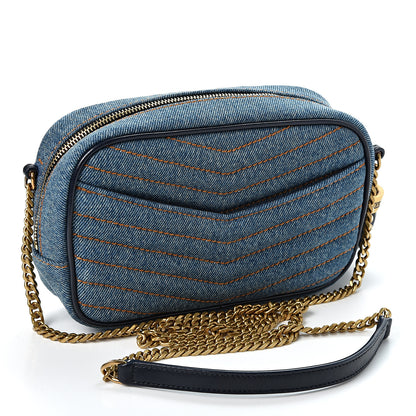 Saint Laurent Denim Matelasse Monogram Mini Lou Camera Bag California Blue 2 of 10