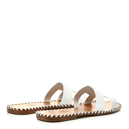 Hermes Calfskin Braided Oran Sandals 39 White 4 of 14