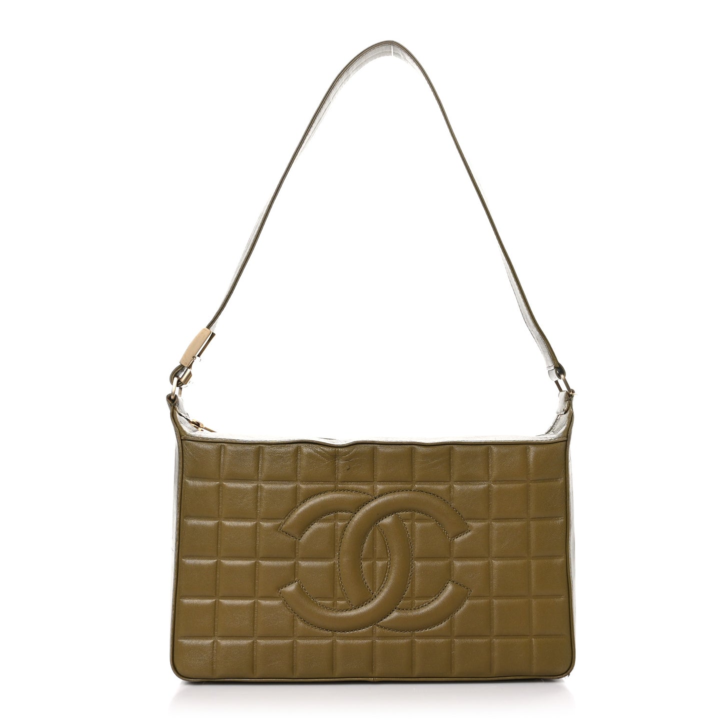 Lambskin Quilted Medium Chocolate Bar Shoulder Bag Beige