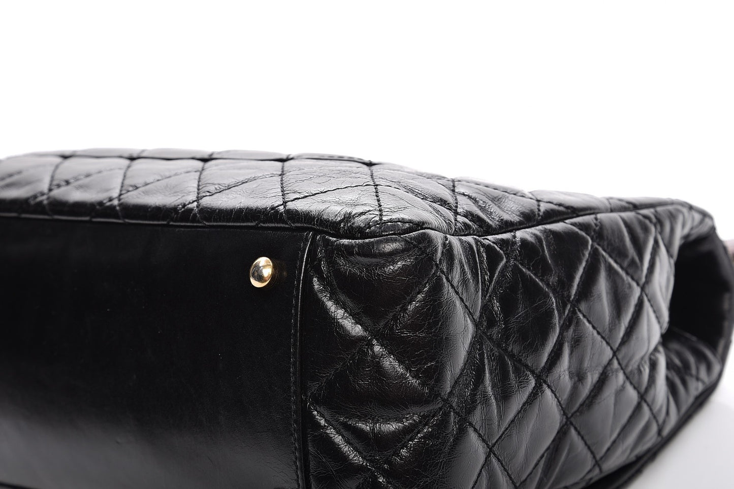 Glazed Calfskin Castle Rock Large Flap Black Burgundy