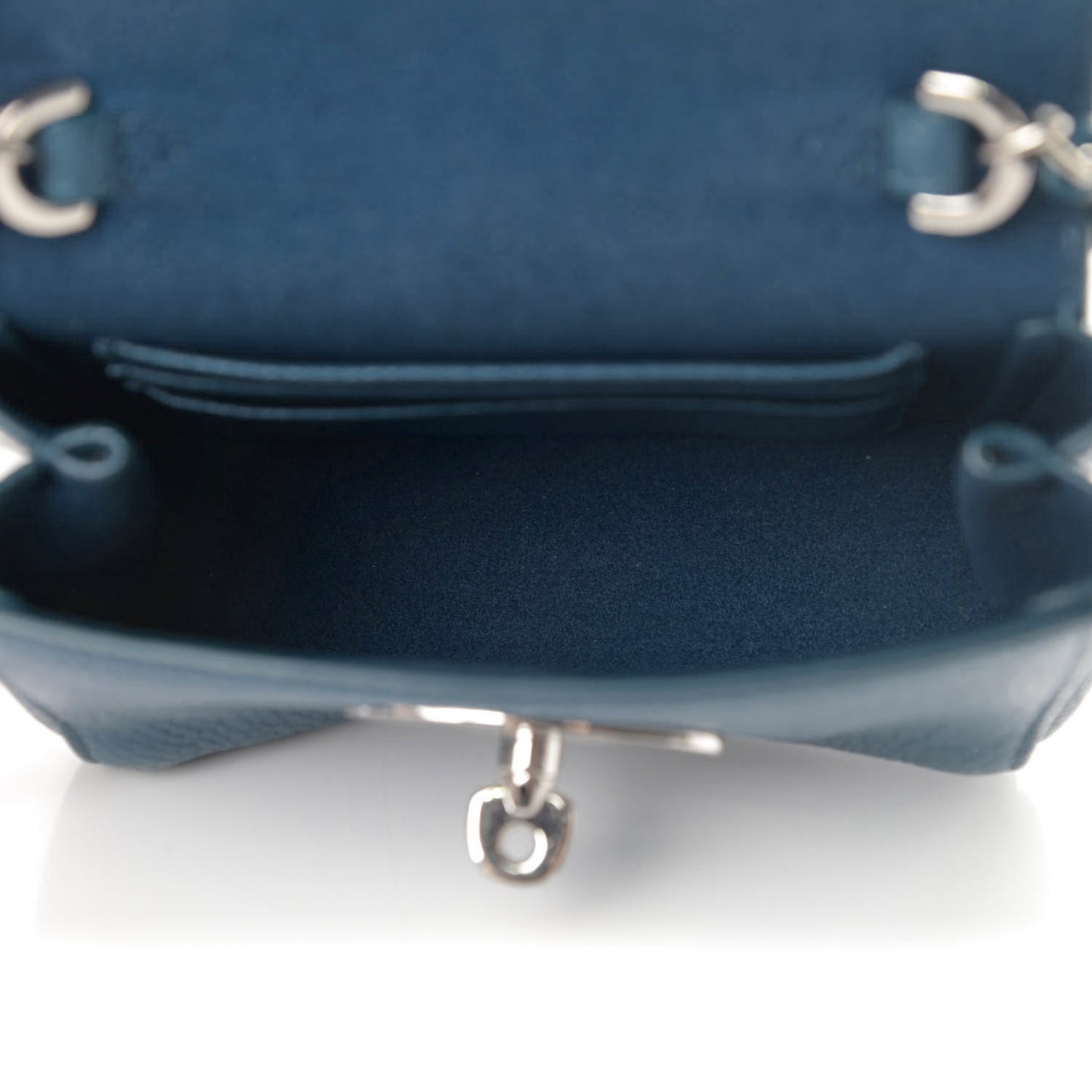 Small Classic Grain Calfskin Mini Lily Steel Blue