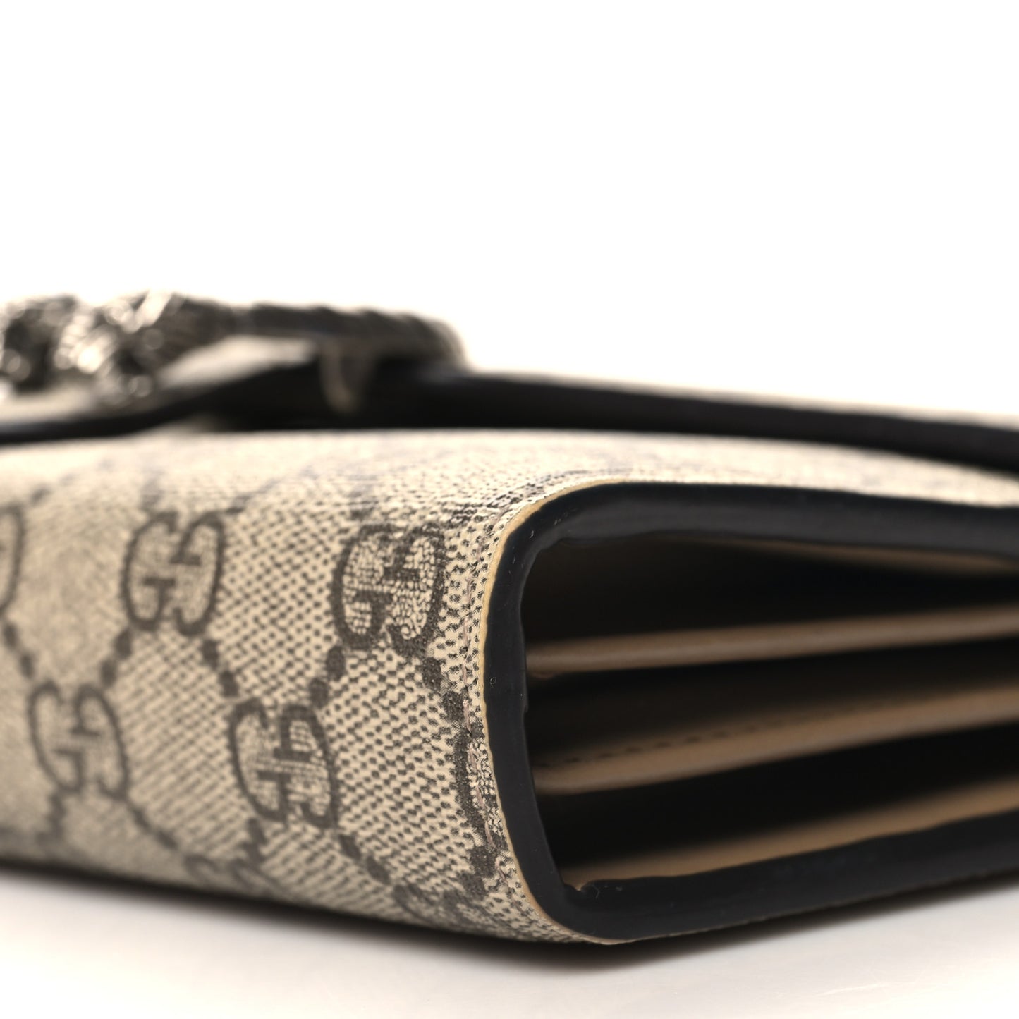 GG Supreme Monogram Mini Dionysus Chain Wallet Beige Taupe