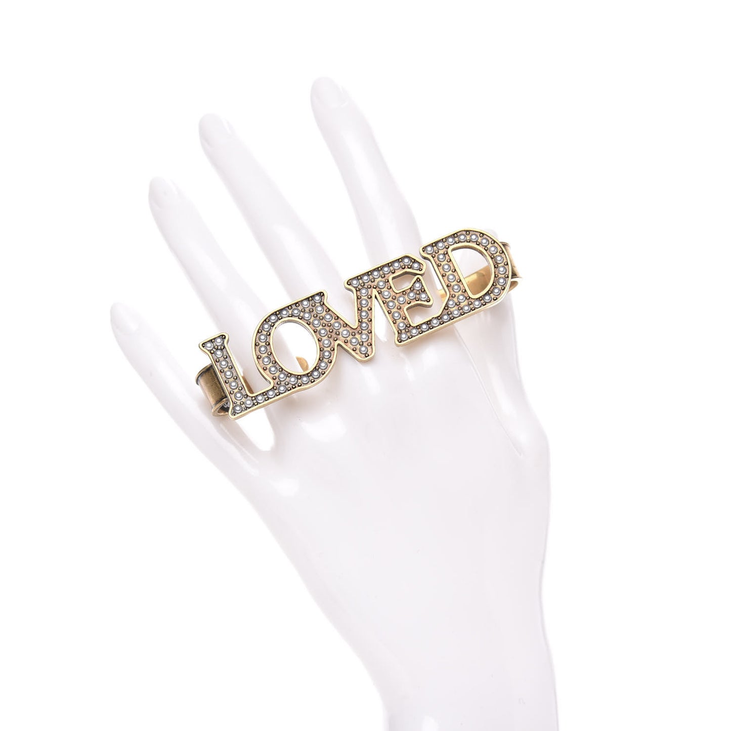 Metal Pearl Loved Palm Cuff Hand Piece Aged Gold