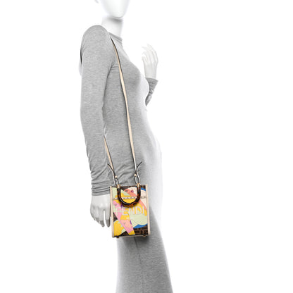 Fendi Glazed Fabric Vitello King Plexiglass FF 1974 Logo Hairdo Girls Inlay Mini Fendi Sunshine Shopper Tote Mogano Panna Multicolor 3 of 10