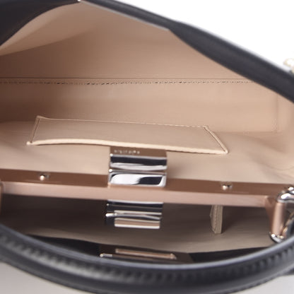Fendi Calfskin Flowers and Bows Scalloped Mini Peekaboo Iconic Satchel Black Camelia 8 of 11