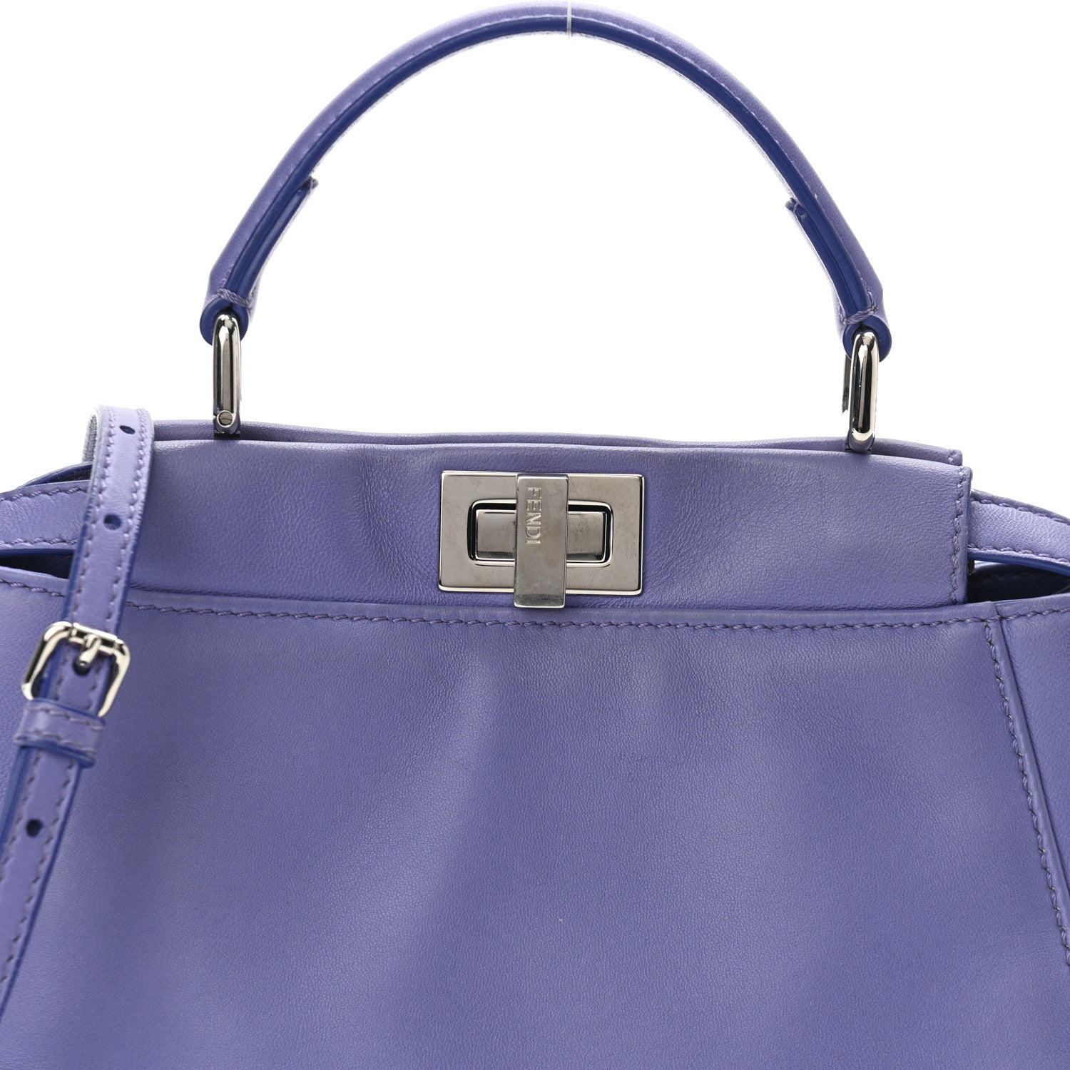 Fendi Nappa Mini Peekaboo Iconic Satchel Viola Cassis 8 of 11