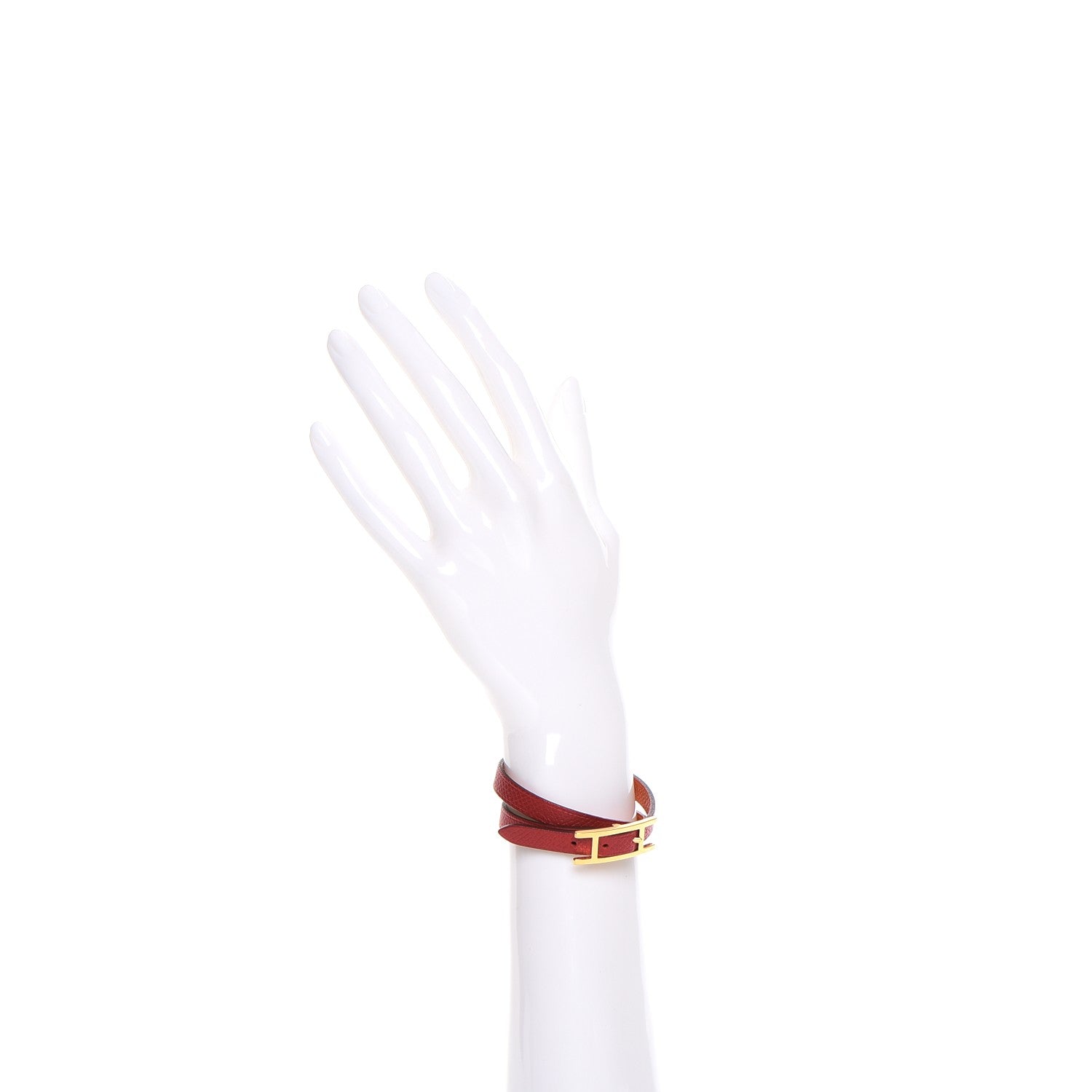 Hermes Epsom Behapi Double Tour Bracelet XS Rouge Casaque 2 of 5