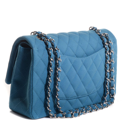 Chanel Iridescent Caviar Quilted Medium Double Flap Blue 3 of 7