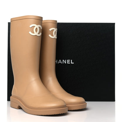 Chanel Caoutchouk CC High Boots 38 Beige 9 of 9