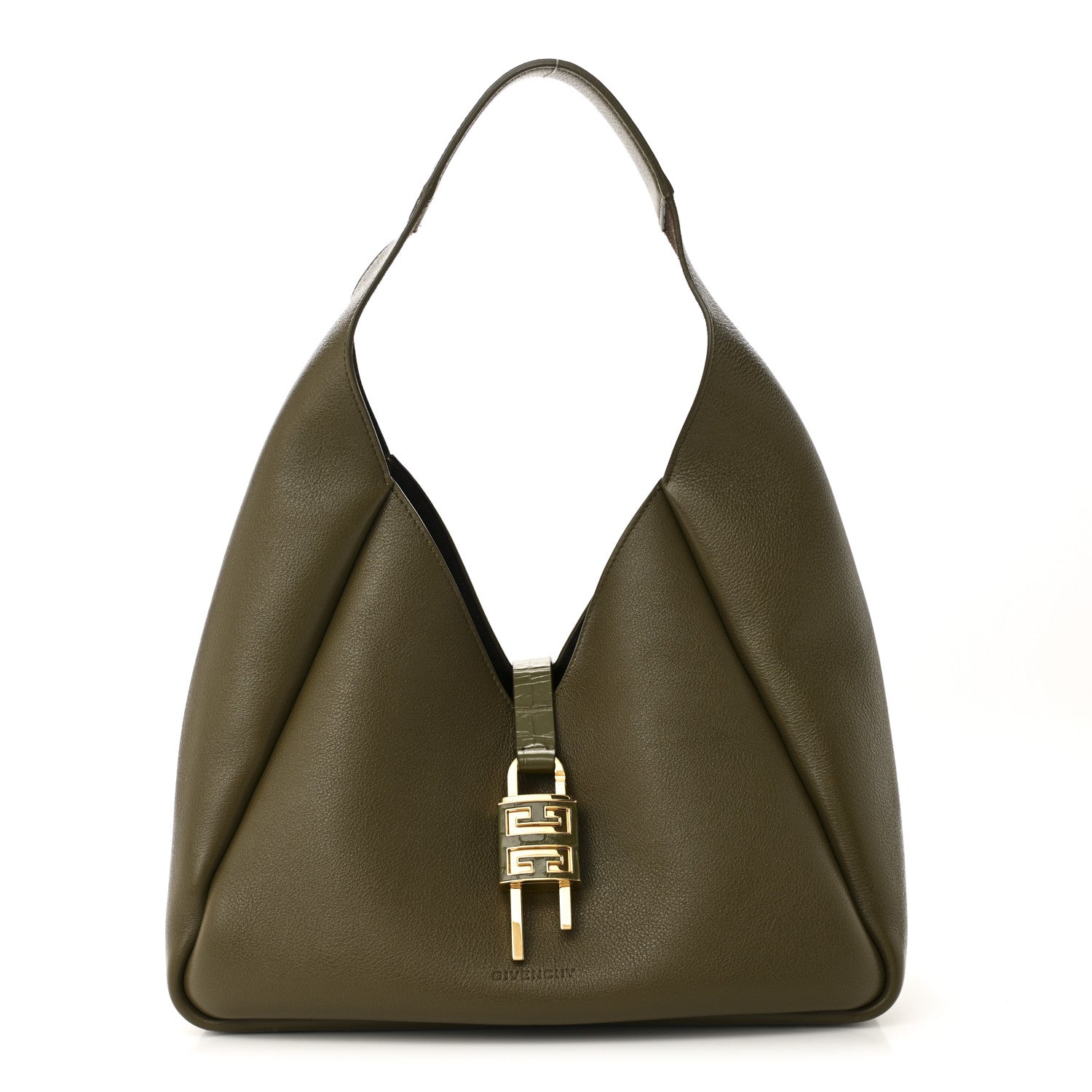 Givenchy Calfskin Crocodile Embossed Medium G-Lock Hobo Dark Khaki 1 of 9