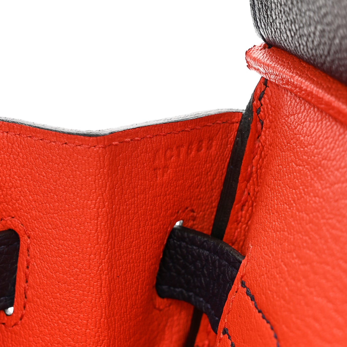 Togo Birkin Verso 30 Bleu Nuit Orange Poppy