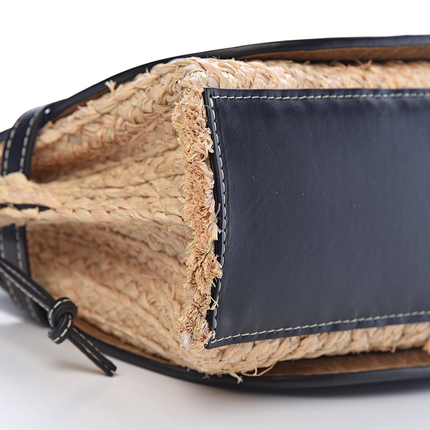 Calfskin Raffia Small Gate Tote Black