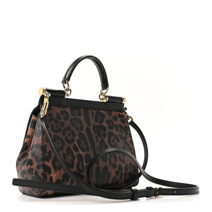 Dolce & Gabbana Dauphine Leopard Print Small Miss Sicily Satchel Black 3 of 9