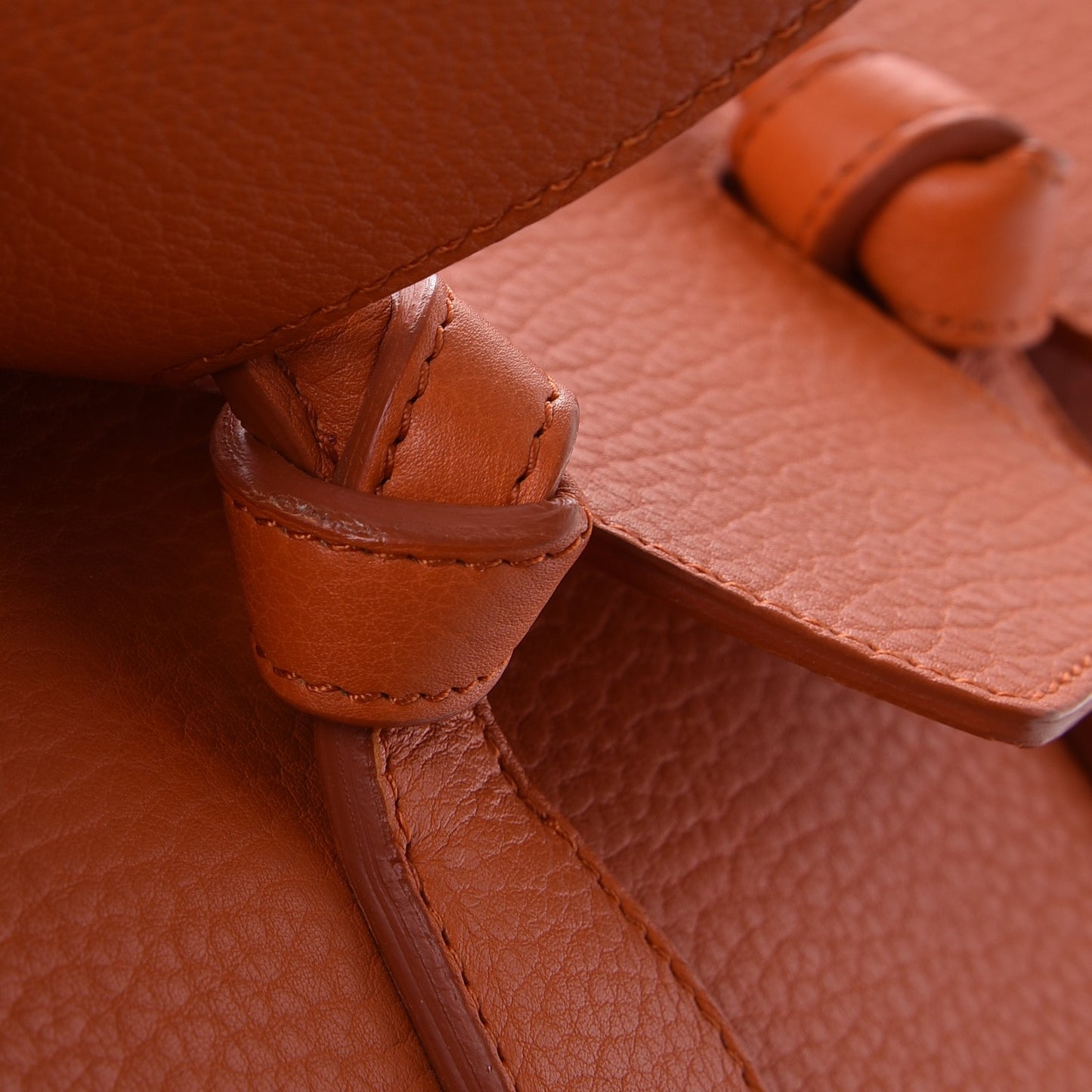 Crisped Calfskin Mini Tie Knot Tote Burnt Orange