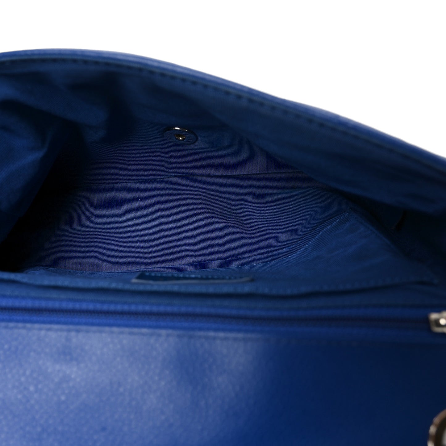 Caviar Chevron Quilted Single Flap Blue