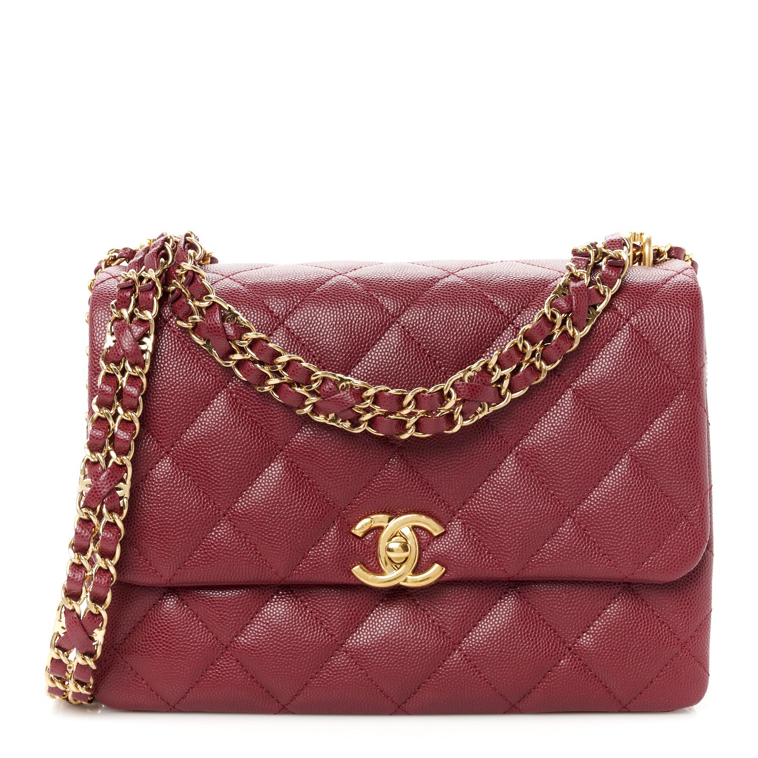 Chanel Caviar Quilted Coco First Flap Burgundy 1 of 11