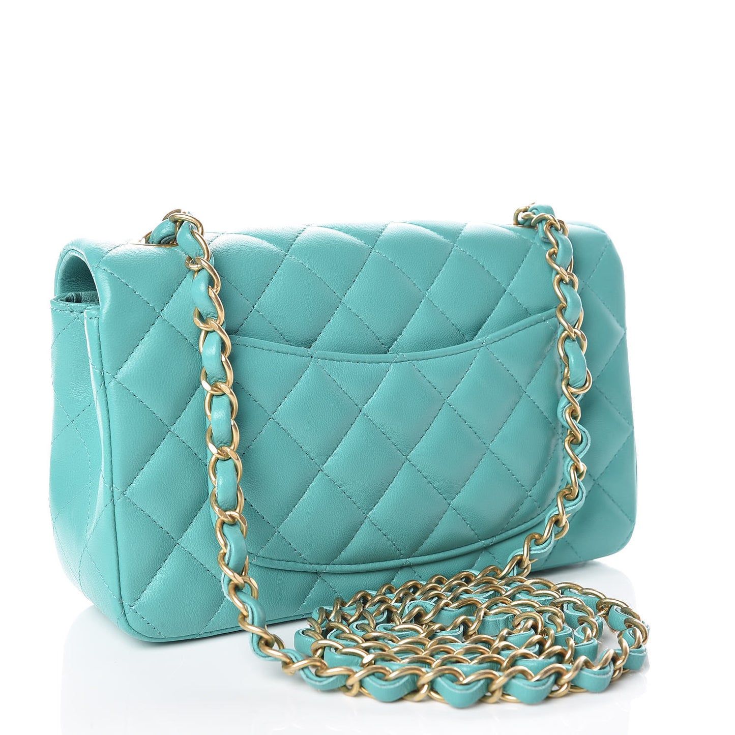 Lambskin Quilted Mini Rectangular Flap Green