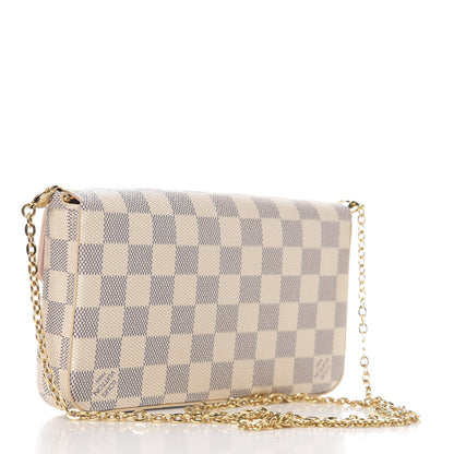 Louis Vuitton Damier Azur Pochette Felicie Chain Wallet Rose Ballerine 2 of 10