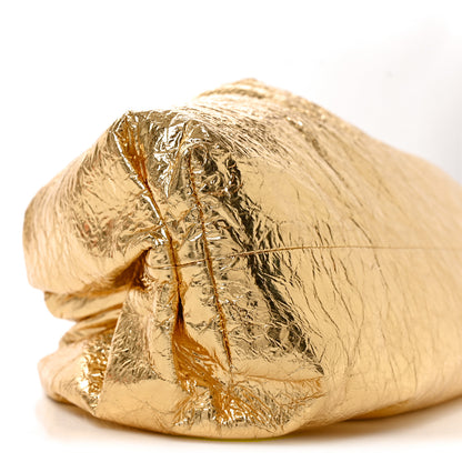 Bottega Veneta Metallic Crinkled Lambskin The Pouch Oversized Clutch Oro 10 of 11