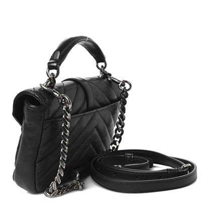 Saint Laurent Calfskin Matelasse Chevron Heart Patchwork Monogram College Chain Wallet Black 2 of 9