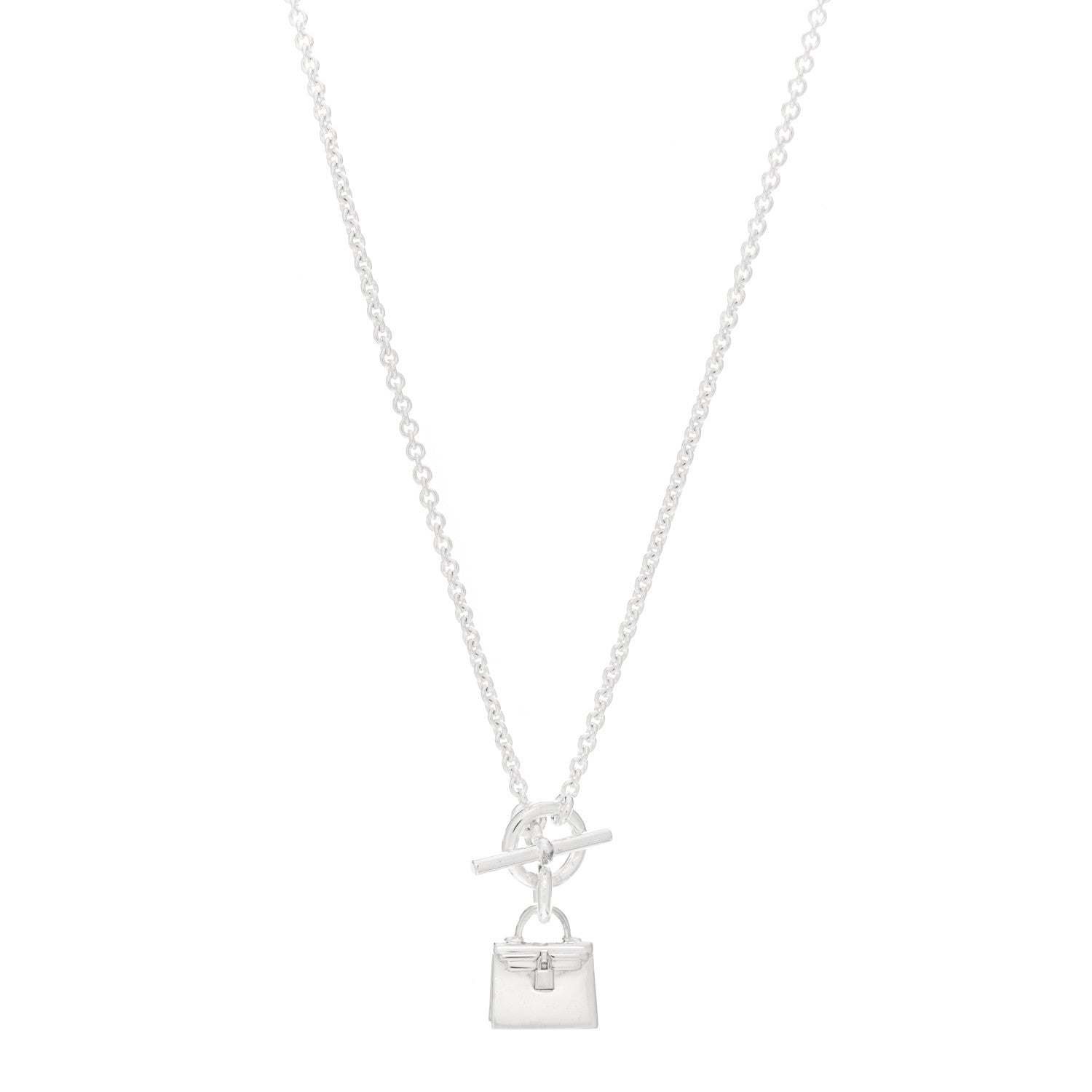 Hermes Sterling Silver Kelly Charm Pendant Necklace 1 of 4