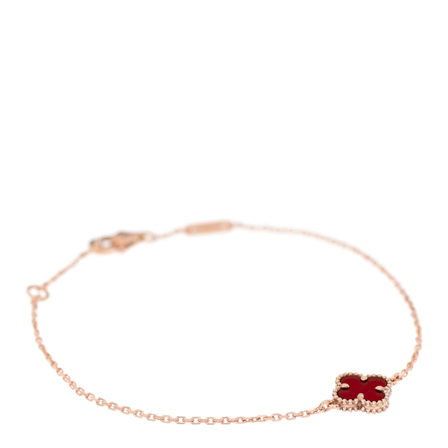 Van Cleef & Arpels 18K Rose Gold Carnelian Sweet Alhambra Bracelet 1 of 6