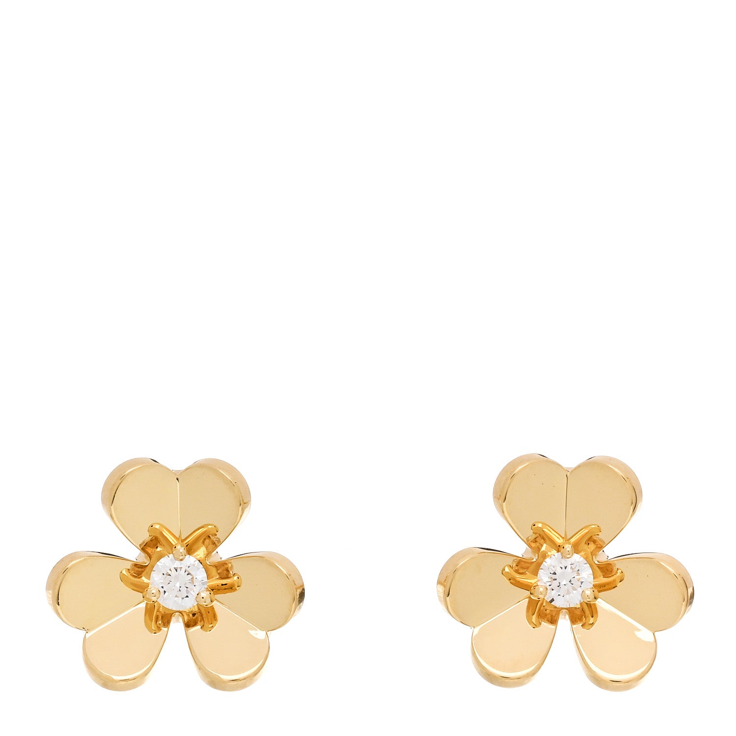 Van Cleef & Arpels 18K Yellow Gold Diamond Mini Frivole Earrings 1 of 5