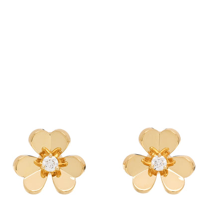 Van Cleef & Arpels 18K Yellow Gold Diamond Mini Frivole Earrings 1 of 5