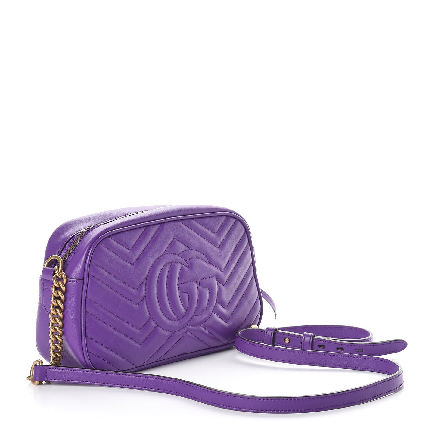 Calfskin Matelasse Small GG Marmont Chain Shoulder Bag Shine Purple