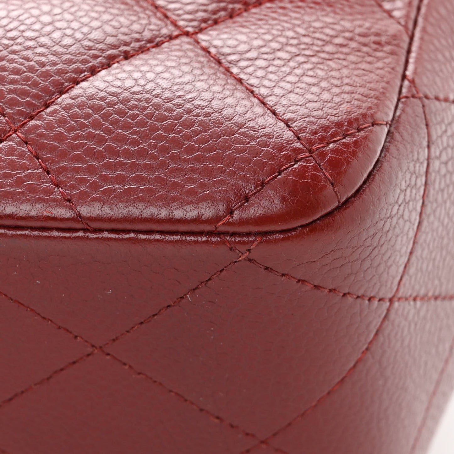 Caviar Quilted Jumbo Double Flap Dark Red