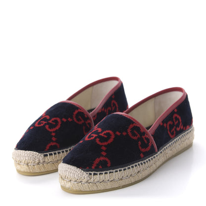 Gucci Terry Cloth GG Monogram Espadrilles 38 Blue Red 3 of 9