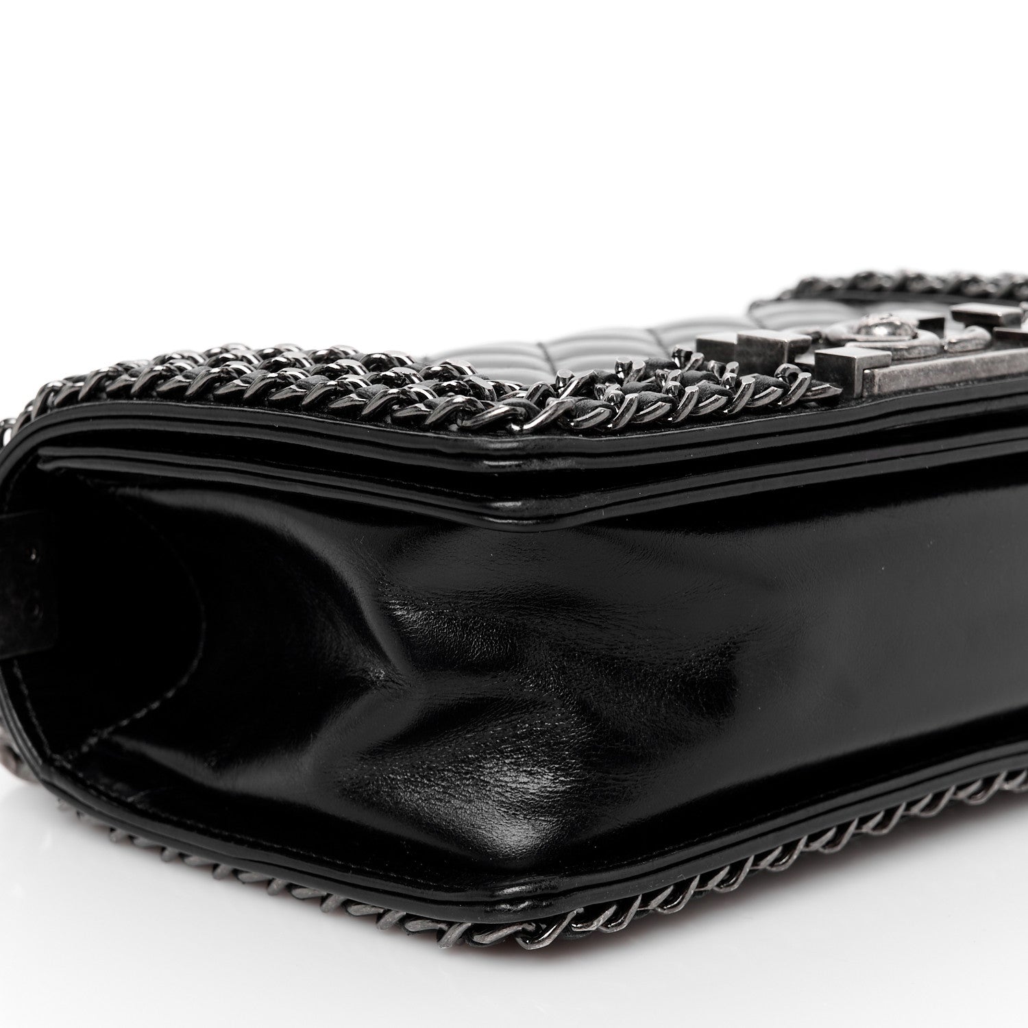 Chanel Glazed Calfskin Quilted Small Boy Chained Flap Black 9 of 10