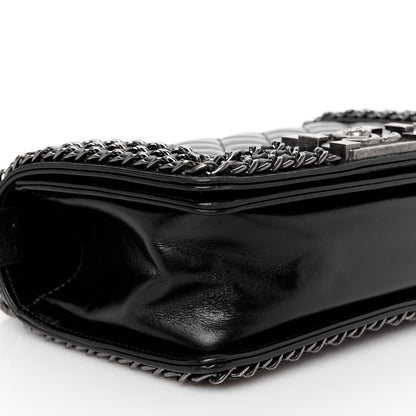 Chanel Glazed Calfskin Quilted Small Boy Chained Flap Black 9 of 10